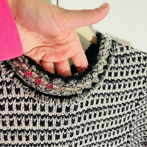 NWT Tory Burch Embellished Fringe Tweed Dress Size Medium Office Career Modest - Picture 5 of 11